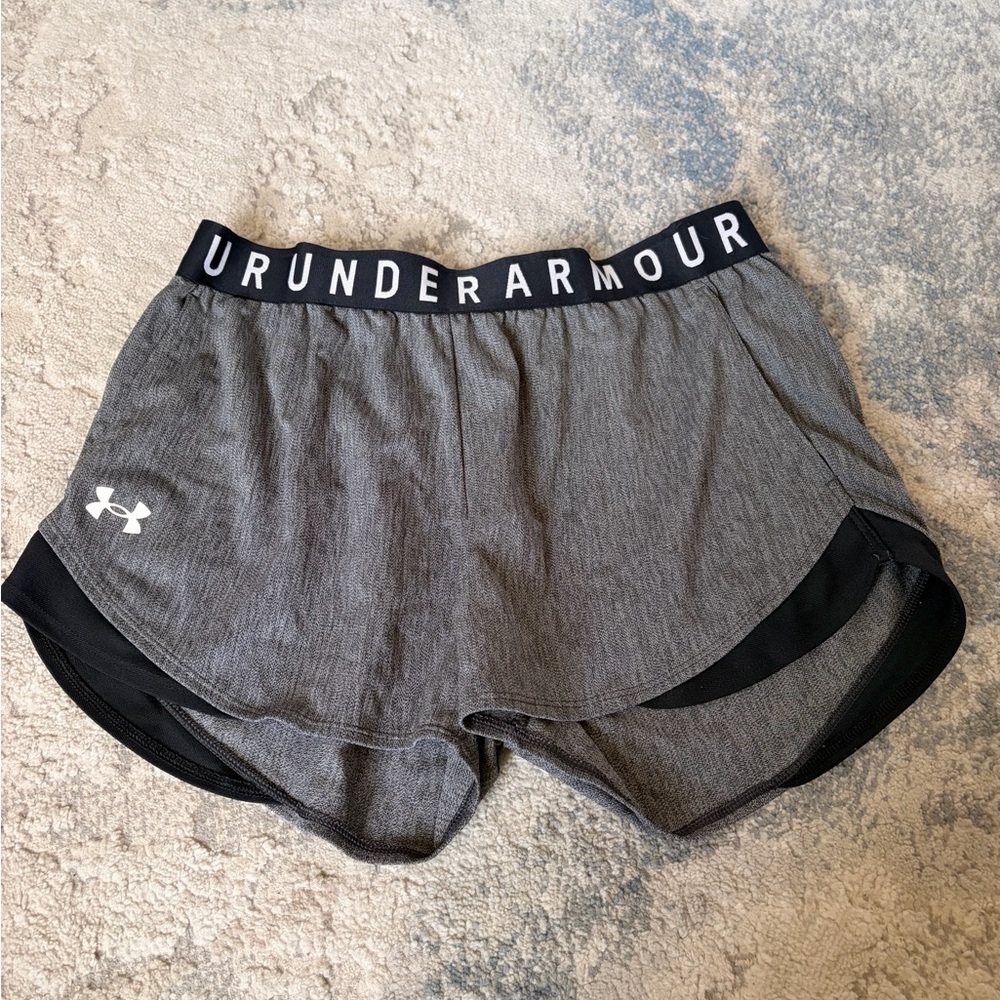 Under Armour Women's Gray Heather Athletic Shorts with Black Trim